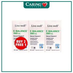 LIVE-WELL E-BALANCE 200IU VITAMIN E VEGETABLE CAPSULE 60S X 3