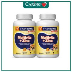 VITAHEALTH KIDS MULTIVITAMINS + ZINC NATURAL ORANGE FLAVOUR CHEWABLE TABLET 60S X 2