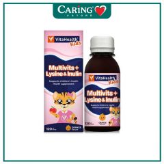 VITAHEALTH KIDS MULTIVITAMINS + LYSINE & INULIN ORANGE FLAVOUR SYRUP 120ML